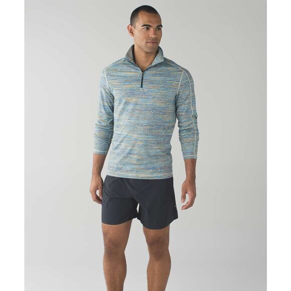 Lululemon Men's Surge Warm 1/2 Zip Space Dye Camo Deep Navy Alberta Lake Small - Picture 1 of 6